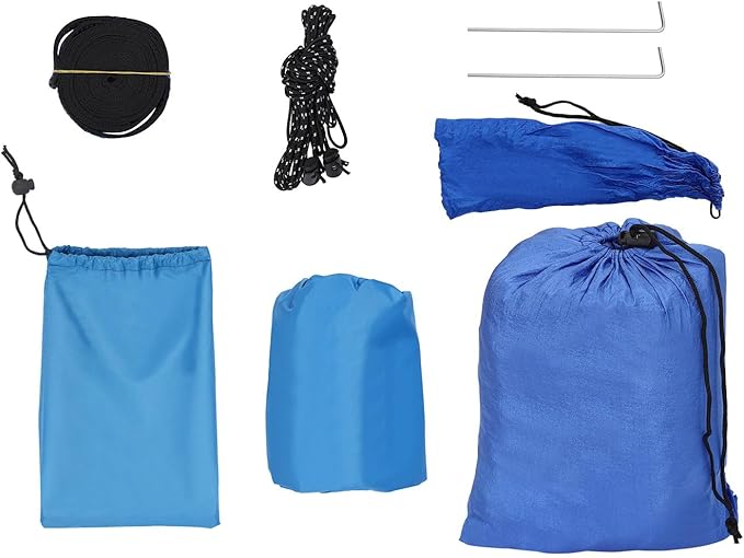 9.5x4.5ft Camping Hammock, Portable Outdoor Hammock Tent with Mosquito Net and Rain Fly Tarp, Backpacking Hammock for Hiking, Outside, Patio, Travel (Blue)