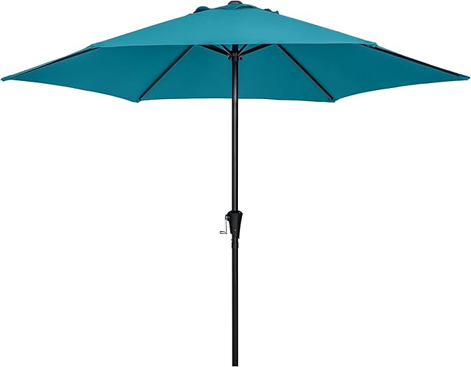 Sunnyglade 9FT Outdoor Patio Umbrella, Market & Table Umbrella with 6 Sturdy Ribs and Crank System, Fade-resistant & Waterproof for Garden Backyard Poolside Deck