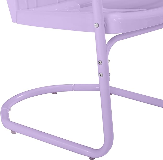 Crosley Furniture Tulip 3-Piece Outdoor Chair and Side Table Set, Vintage Retro Metal Patio Conversation Sets, Lavender Gloss
