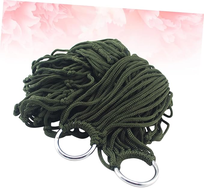 Outdoor Portable Nylon Hammock Mesh Swing Bed for Camping Hiking and Picnics Lightweight and Easy to Carry for Relaxation Green