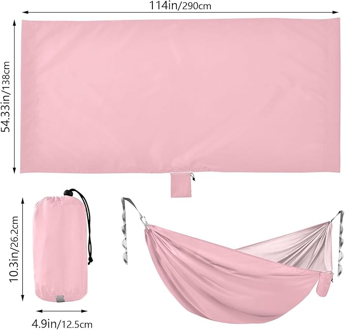 Pink Solid Color Pure Plain 330lb Capacity Hammocks with Portabl Carry Bag Indoor Hammock for Indoor Outdoor Patio sillas para acampar