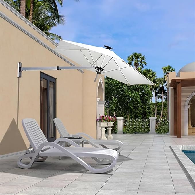 Wall-mounted Shading Umbrellas Sunshade With Adjustable Pole Outdoor Garden Patio Parasol Suitable For Gardens Courtyards Balconies Etc