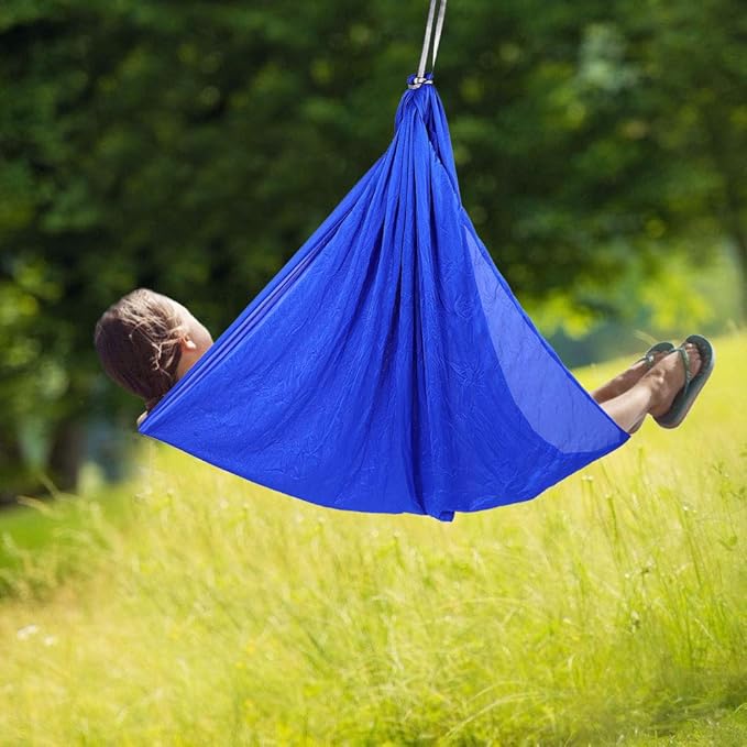 Indoor Outdoor Hammock Swing Chair, Chinlon Material, with Hook and Ropes, Royal Blue, for Porch Tree Courtyard Camping