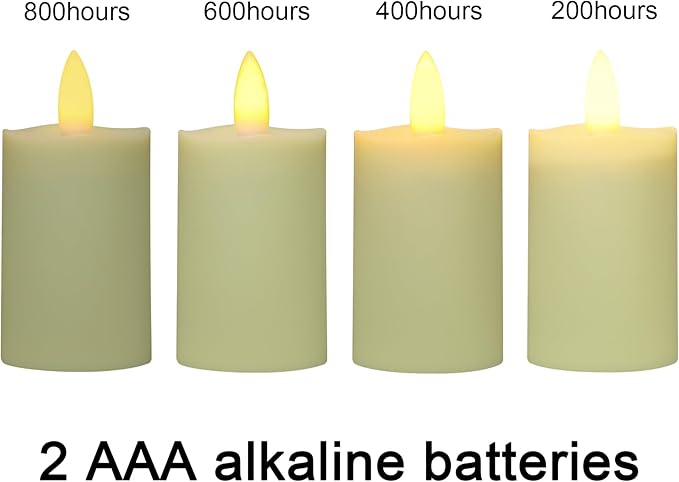 6 Pack Ivory Tea Lights Votive Candle with Remote Control emits Yellow Light max 800hours by 2 AAA Batteries(not includ) Indoor, Bedroom, Study Room……