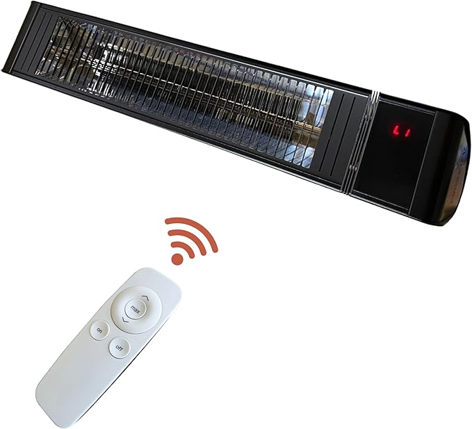 SunWave 2000-Watt Black Carbon LED Screen Infrared Patio Heater, Wireless Remote Controlled with 6 Heat Levels, Electric 220-240v Residential or Commercial by Muskoka Lifestyle Products