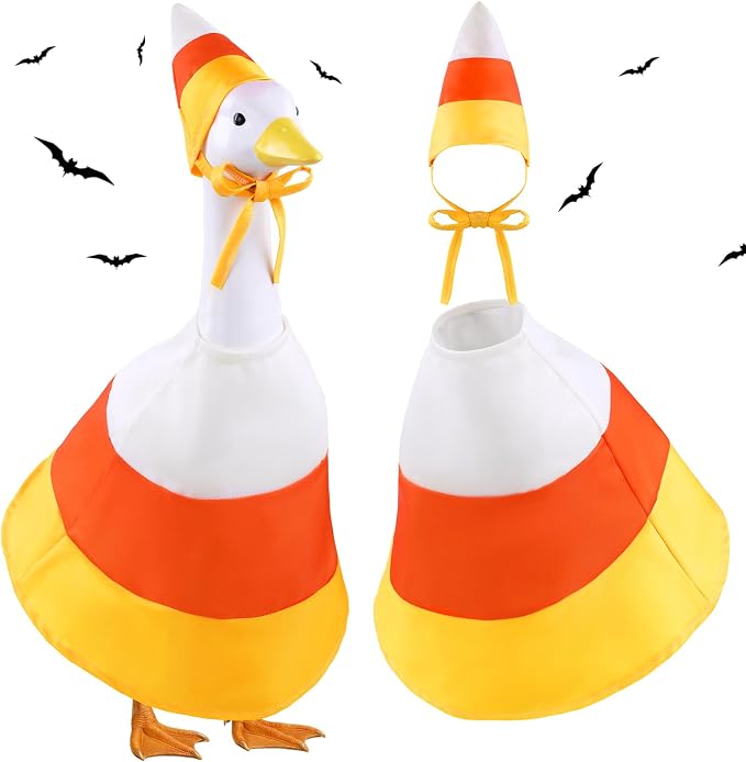 Vellibring Halloween Candy Corn Goose Outfit for 23" Porch Goose Cloths Costume Fall Autumn Halloween Outdoor Patio Yard Lawn Art Decoration