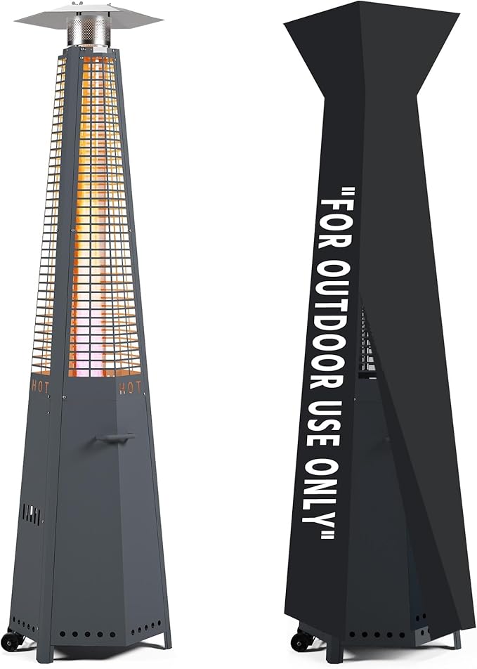 LAUSAINT HOME Pyramid Patio Heater, 48,000 BTU Outdoor Propane Heaters for Outdoor Use, Upgraded 91" Quartz Glass Tube Heater for Patio, Deck Backyard Commercial with Tip-Over Protection