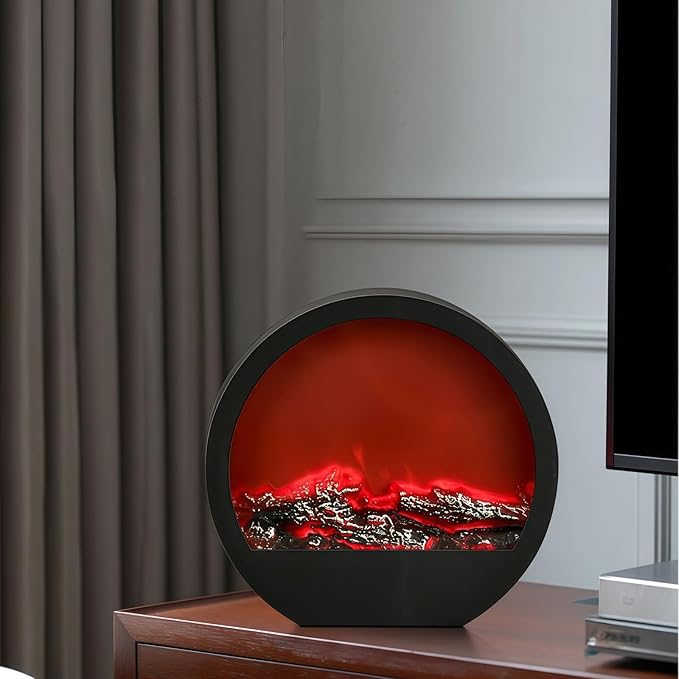 Simulated LED Fireplace Lantern Battery Powered Flameless Light with Simulation Flame Table Decorative Lamp Mini Fireplace Ornament for Cozy Home Decor Free Standing Electric Log Burner