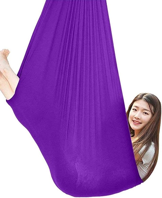 Soft Indoor Swing with Special Needs Yoga Sensory Integration Cuddle Hammock for Kids Child and Teens Children Outdoor Camping (Color : Purple, Size : 100 x 280 cm (L x W))