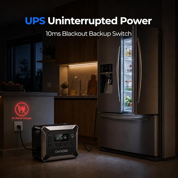 DYNESS 2048Wh Portable Power Station, 2400W AC Output (4800W Surge), 1.2Hr 0-80% Dual Charging (AC+Solar), Upgraded LiFePO4 Battery Backup for Home Backup, Camping, RV, Blackout