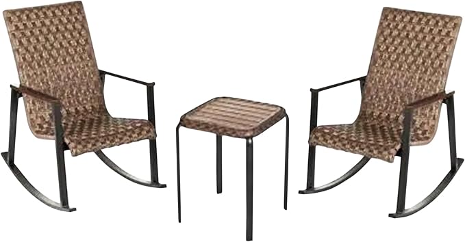 Four Seasons Courtyard Bayside 3 Piece Woven Wicker Patio Furniture Outdoor Seating Conversation Set with 2 Patio Chairs and Table, Brown