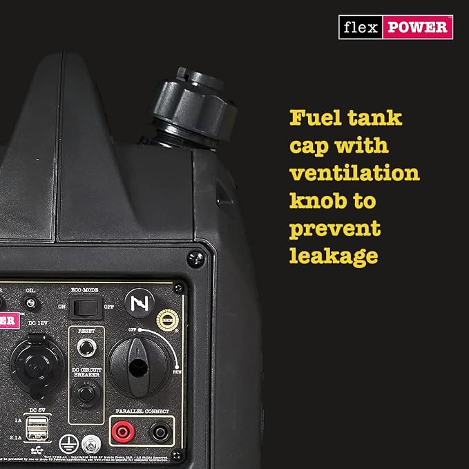 Flex Power® 2200i Silent Inverter Generator. 2200 watt. RVMP Flex Power 2200i | Hand Recoil | Silent Inverter | Portable Generator for RVs | Reliable and Clean Power | RVMP-220472 Black
