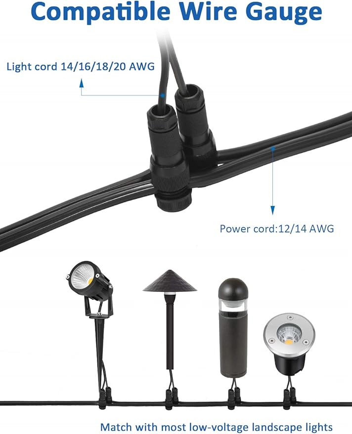 SUNVIE Landscape Lighting Connectors Fastlock Low Voltage Wire Connector, Waterproof Low Voltage Connector 12-14 Gauge Landscape Wire Connectors for Garden Patio Pathway Lights, 8 Pack