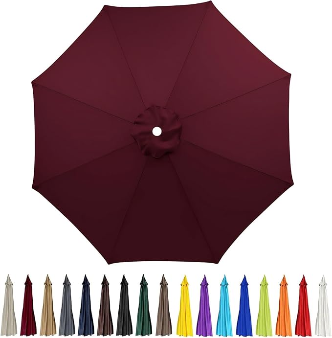 9ft Patio Umbrella Replacement Canopy for 8 Rib, Market Yard Umbrella Replacement Top Cover Fit Outdoor Umbrella (Canopy Only),Burgundy