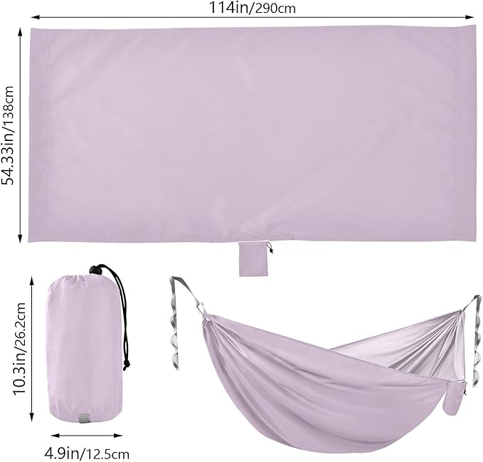 Thistle Solid Color Pure Plain 330lb Capacity Camping Hammocks with Hanging Rope Portable Hammock for Camping Travel Accessories Base de hamaca para adultos