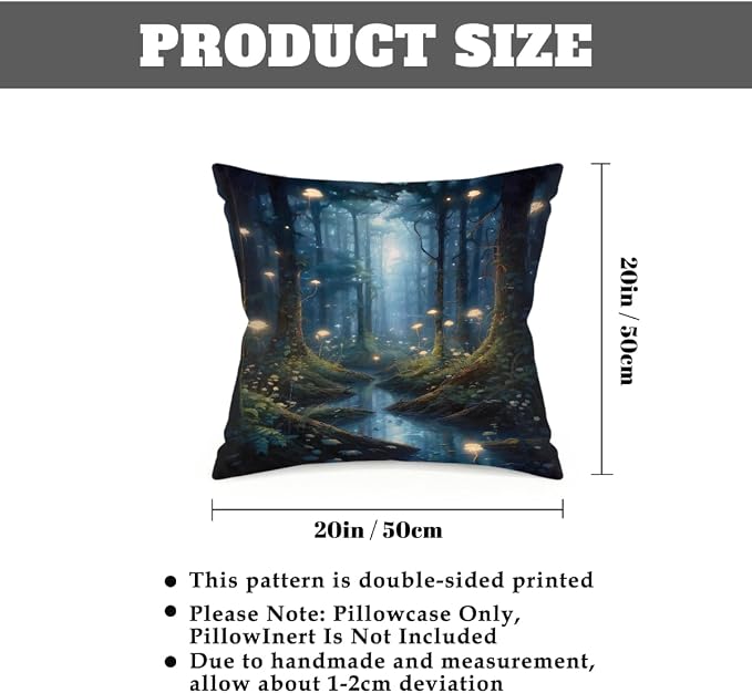 20x20 Inch Outdoor Pillow Covers Set of 2 Waterproof Throw Pillow Covers Decorative Couch Cushion Covers Art Forest River Square Pillowcases Protectors for Patio Garden Sofa