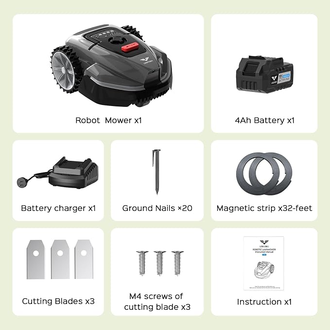 V3 Robotic Lawn Mower with AI Vision Obstacle Avoidance, Smart APP Control, Low-Noise Operation, Adjustable Cutting Height, No-Go Zones, Ideal Robot Lawn Mower for Lawns Up to 1600 Sq.Ft