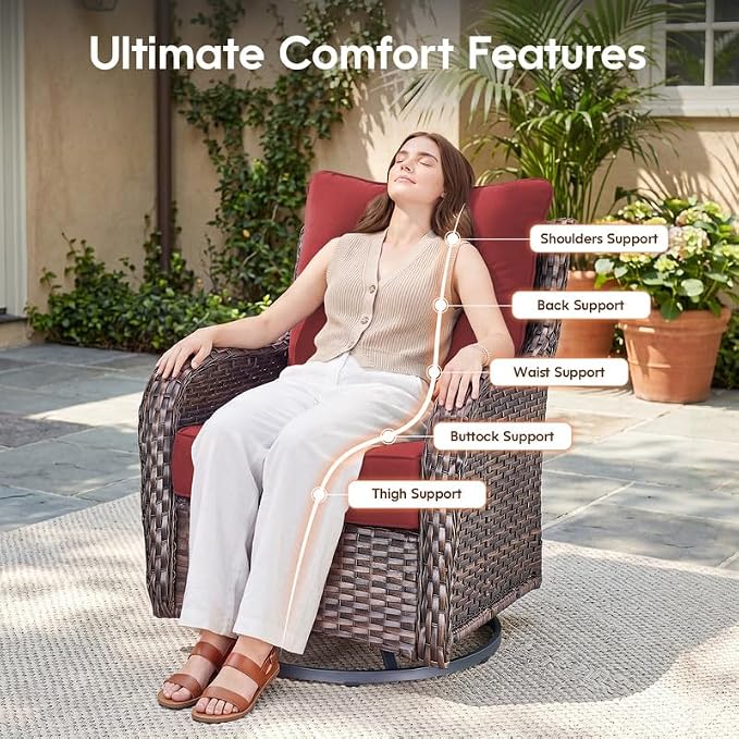 Luxury 22*24*6in Outdoor Patio Cushions, 2 Pieces Red Outdoor Cushion | 6'' Thick Outdoor Cushions, Water-Resistant, Reversible, Removable Cover, for Patio Chairs Sofa Couch Loveseat