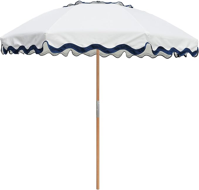 AMMSUN 7.8ft Seashore Umbrella, Outdoor Umbrella, Boho Patio Umbrella with UV 50+ Air Vent Ash Wood Pole Carry Bag & Water-Resistant Canvas