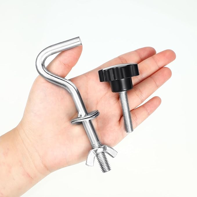 Therwen 8 Pcs Hammock Hardware Kit Heavy Duty Hammock Stand Hook Replacement Thread Hand Knob for Swing Chair Patio Umbrella Base Garden(Silver)