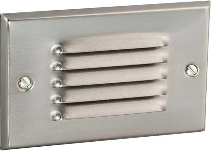 Diodesy- Step Cover Horizontal Louvered Face Plate Surface Mount Wallplate Brushed Nickel Finish Indoor/Outdoor Use for Decks Pathway Yard Stairs Fences Walkways and Balcony Areas (Cover Plate Only)