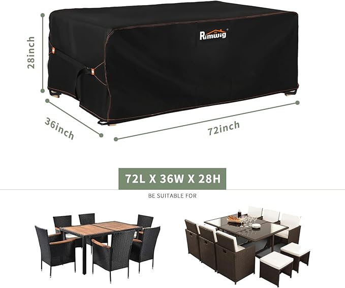 Patio Furniture Set Cover Waterproof, Outdoor Table Chair Covers Rectangular, Heavy Duty Outside Weatherproof Sectional Set Covers for Protection 72"L x 36"W x 28"H