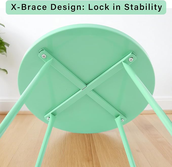 LITA Outdoor Side Table Metal Steel Weather Resistant Round End Table for Patio Balcony Living Room, Small Lightweight Weatherproof Accent Table,Green,Modern
