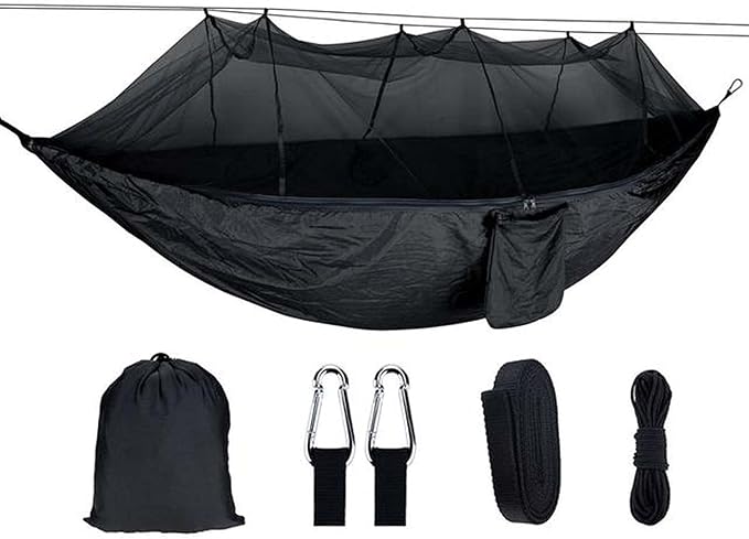 Hammocks for Camping, Portable Hammock for Trees, 2 Person Hammock, Lightweight Hammock with Tree Straps and D-Shape Carabiners, for Outdoor, Indoor