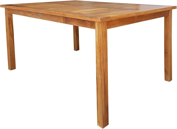 Teak Wood Bistro Rectangular Outdoor Patio Counter Height Dining Table - 55" x 35", Made from Solid A-Grade Teak Wood