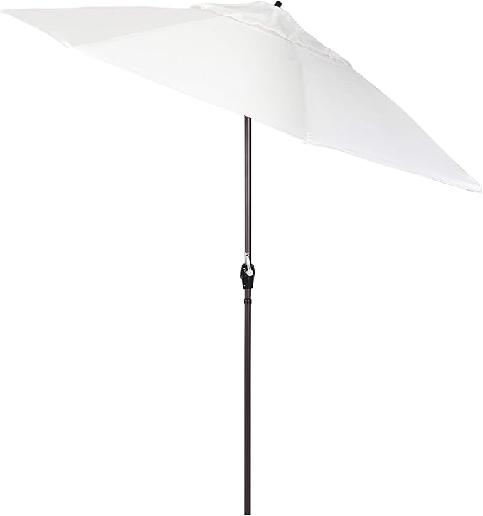 California Umbrella 7.5' Round Sunbrella Aluminum Outdoor Deck, Pool or Patio Umbrella, Crank Lift, Auto Tilt, Bronze Pole, Natural
