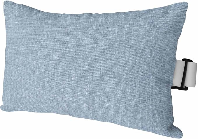 Sky Blue Outdoor Lumbar Pillow 11x16 Inch, Farmhouse Burlap Solid Blue Color Modern Linen Texture Waterproof Throw Pillow Covers with Insert, Decorative Chair Cushions for Patio Garden Recliner