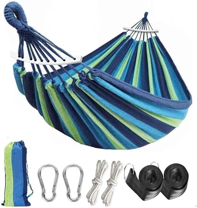 Hammocks for Camping Outside, Double Hammock with Straps, Hammocks for Trees Chair, Traditional Cotton Rope Hammock, for Outdoor Patio Backyard Poolside