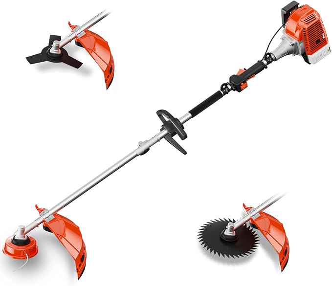 62cc Gas Powered Weed Eater String Trimmer, 3 in 1 Gas Weed Wacker, Powerful 2 Stroke Yard Tool,Quick Start Grass Cutter for Home Garden Lawn Trimming
