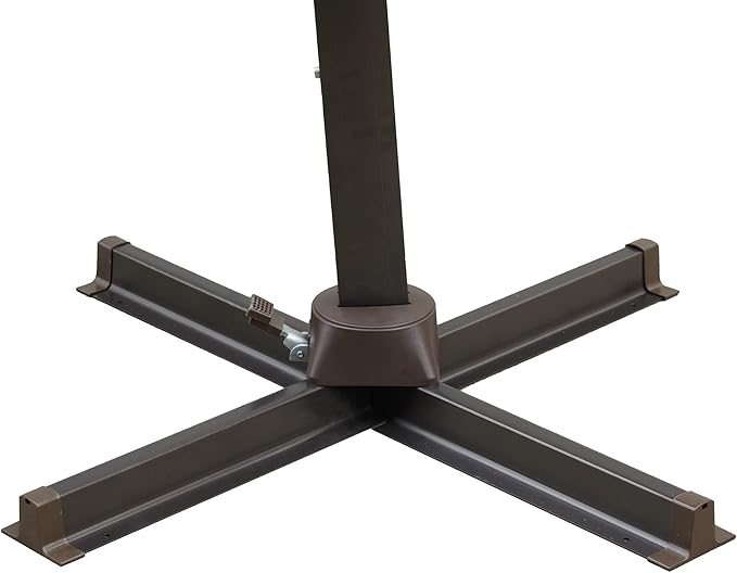 HomeRoots 10' Navy Blue Polyester Square Tilt Cantilever Patio Umbrella with Stand