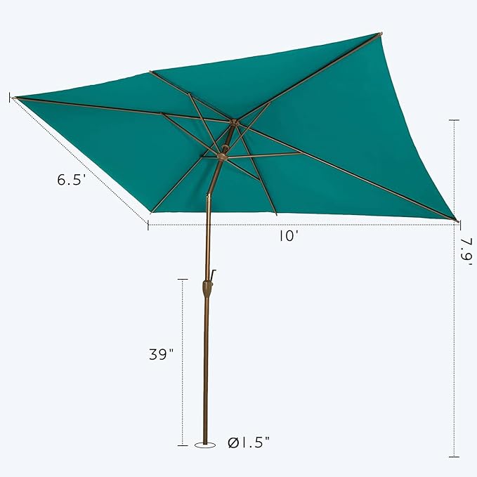 Abba Patio 6.5FT Outdoor Patio Umbrella Outdoor Table Umbrella with Crank Market Umbrella 6 Sturdy Ribs UV Protection Waterproof and Push Button Tilt for Garden Deck Backyard Pool,Nordic Blue