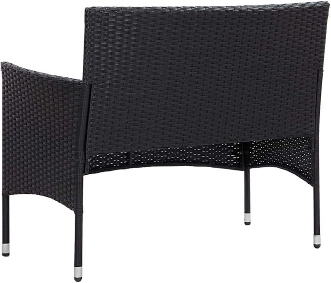 Patio Lounge Set with Cushions,Outdoor Tables and Chairs,Outdoor Furniture Sets,Patio Conversation Sets,for Garden,Deck,Backyard,4 Piece Poly Rattan Black