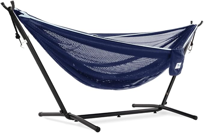 Vivere C9MESH-42 Hammock with Stand, Navy and Turquoise