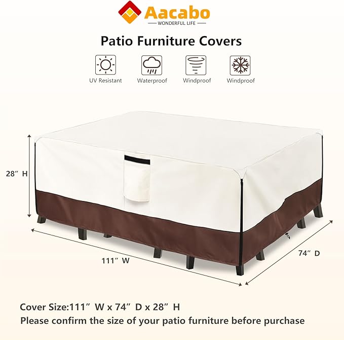 Patio Furniture Cover for 5 Pieces Set-Waterproof 600D Oxford Fabric Cover for 5 PCS Outdoor Sets Wicker Metal Couch Rocking Glider Swivel Chairs Ottomans Sectional Sofa Dining Chair Beige