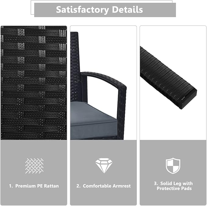 COSTWAY 4PCS Patio Rattan Furniture Set, Outdoor Wicker Conversation Set with Tempered Glass Coffee Table, Seat Cushions, Ideal for Poolside Balcony Porch Backyard