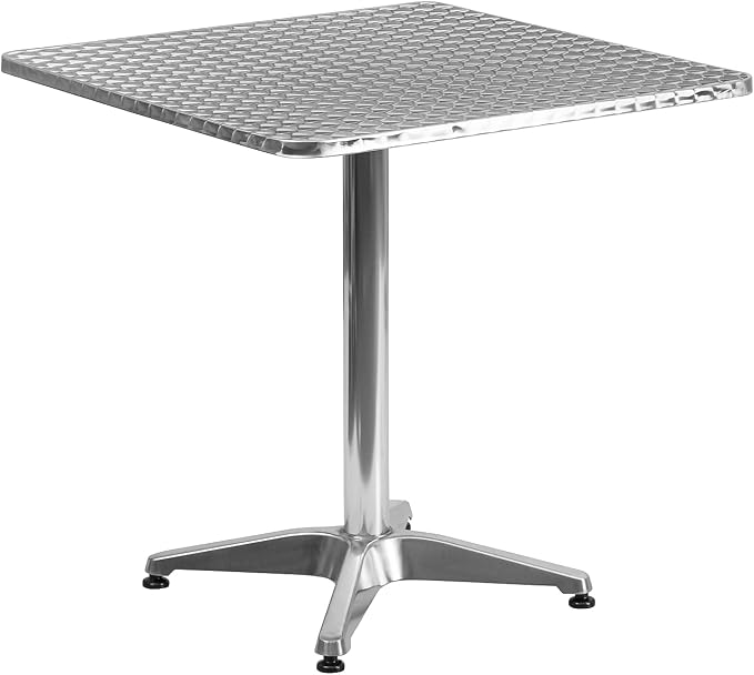Flash Furniture Mellie Commercial Grade 27.5" Square Aluminum Indoor-Outdoor Table with Base