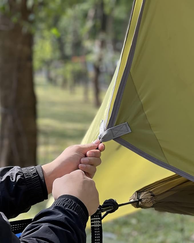 Sunyear Camping Hammock with Rain Fly and Net - Outdoor Hammock Accessories-Hammock Tent for Outside-Keep Side Wind&Rain-Large and Heavy Duty