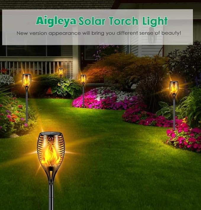 Solar Lights Outdoor 99 LED Higher & Larger Flickering Flame Solar Torch Lights 43" Waterproof Outdoor Lighting Solar Powered Pathway Lights Christmas Decorations for Garden Patio Yard, 4Pack