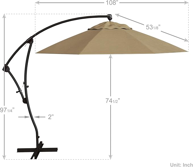 California Umbrella 9-Foot Offset Cantilever Patio Umbrella Infinite Tilt