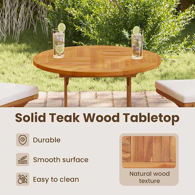 vidaXL Solid Teak Wood Table Top Round Dining Wooden Replacement Tabletop Kitchen Dining Room Home Indoor Restaurant Furniture 1" 31.5"