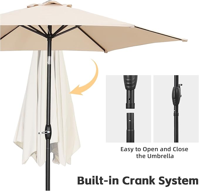9ft Patio Umbrella Outdoor Portable Table Market Umbrella with Push Button Tilt/Crank,Khaki