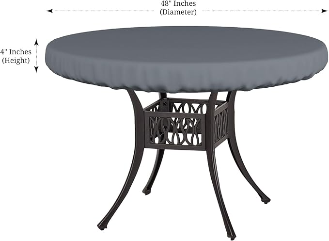 Covers & All Round Table Top Cover, 12 Oz Waterproof UV & Weather Resistant Patio Table Cover, Outdoor Table Cover for Patio Outdoor Furniture & Coffee Table (48" Dia x 4" H Inches, Gray)