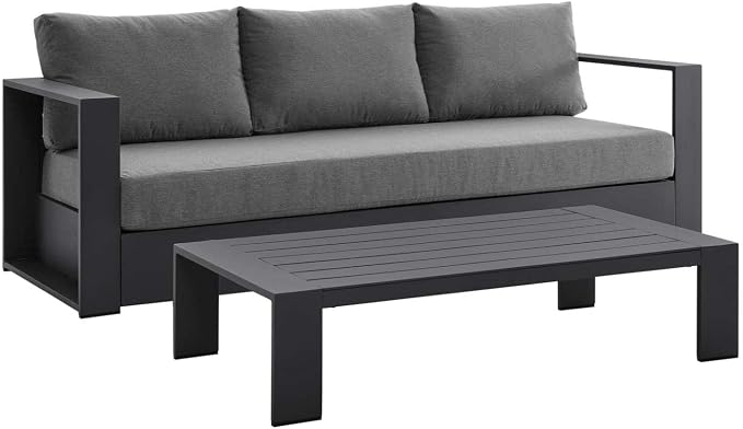 Modway Tahoe 2-Piece Fabric/Powder-Coated Aluminum Outdoor Set in Charcoal/Gray