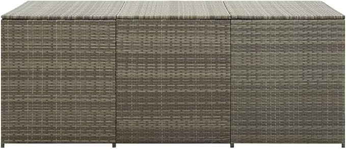 Patio Storage Box Poly Rattan 70.9"x35.4"x29.5" Gray Patio Garden Outdoor Storage Container, Furniture Deck box (Weight:56.88 lbs)