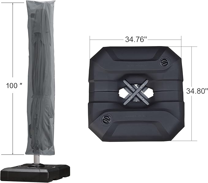 PURPLE LEAF 10'×10' Patio Umbrella with Base and Cover Outdoor Umbrella Large Cantilever Windproof Offset Umbrella Heavy Duty Sun for Garden Deck Pool Patio Light Grey