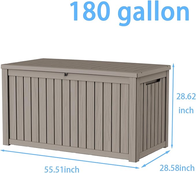 Pepe Tee Waterproof Resin Deck Box, Outdoor Storage Bin for Patio Furniture Cushions, All-Weather Garden Organizer & Seating Bench, Coffee